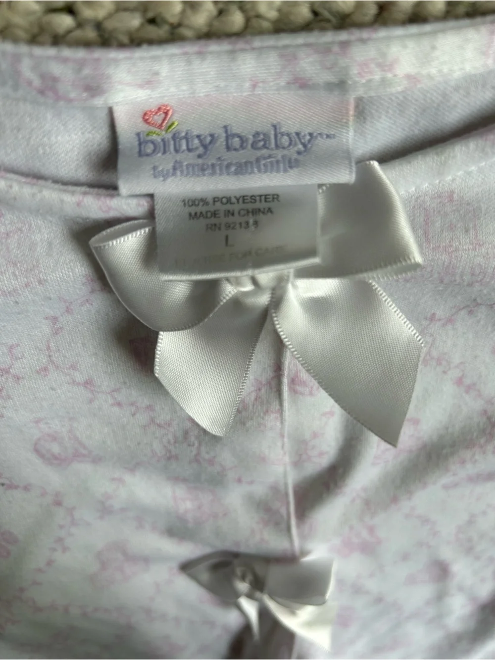 Vintage American Girl Girls White and Light Pink Ruffle Pajama Set